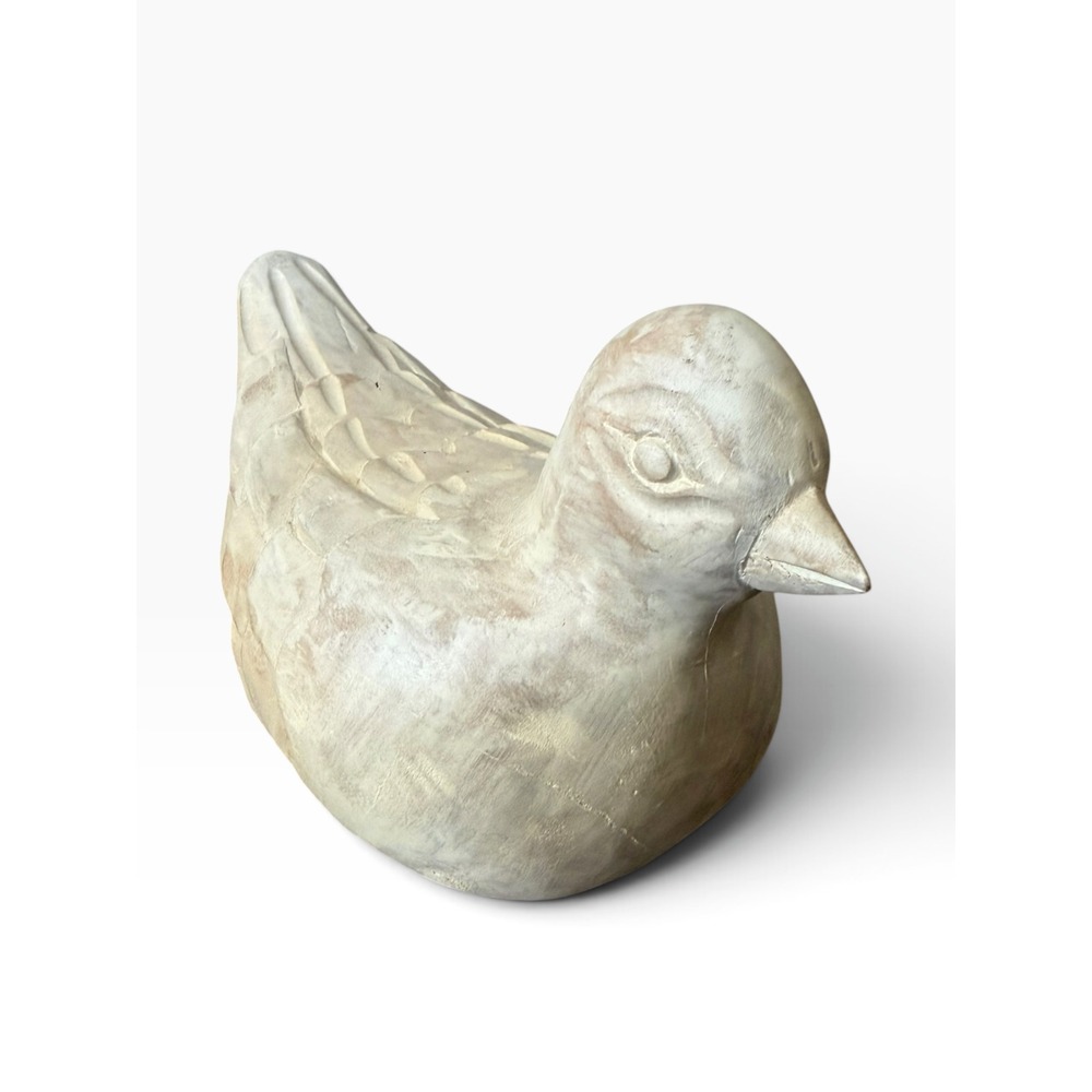 Cement Washed Concrete Finish White Bird Figurine